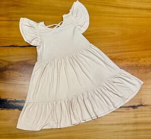 Mabel and Honey Tulip Fields Cap Sleeve Dress 8 Pink Beige